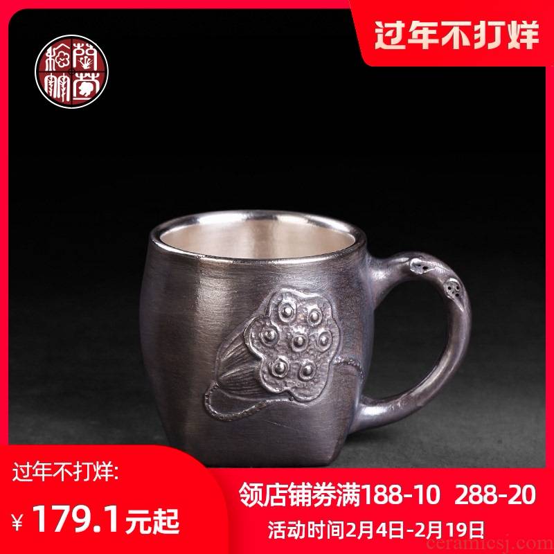 Hand wrapped tasted silver gilding office all checking silver cup kung fu tea cup single take ceramic masters cup restoring ancient ways