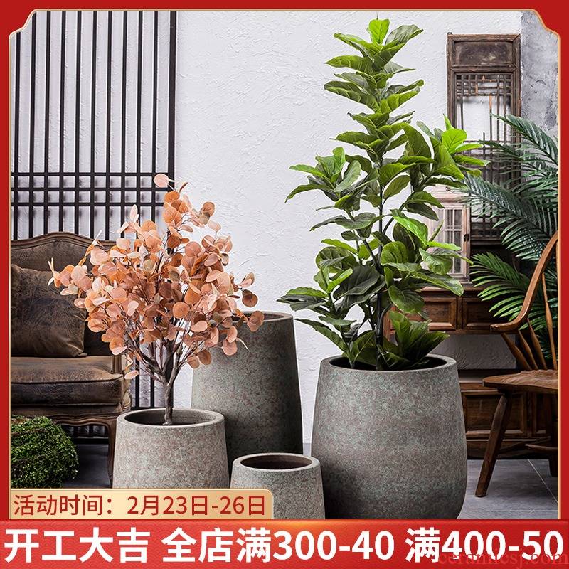 Retro ceramic flower pot home sitting room extra large hydroponic money plant wide expressions using Scandinavian simplicity vase combination package mail
