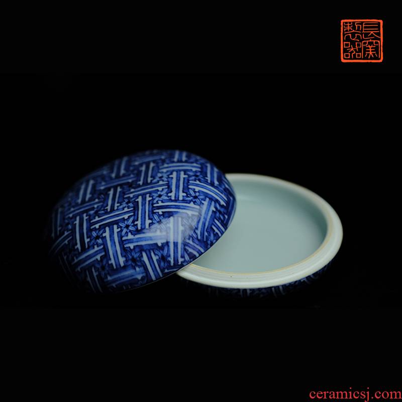 Offered home - cooked controller hand - made in blue and white brocade wen ju long up inkpad box of jingdezhen ceramics by hand