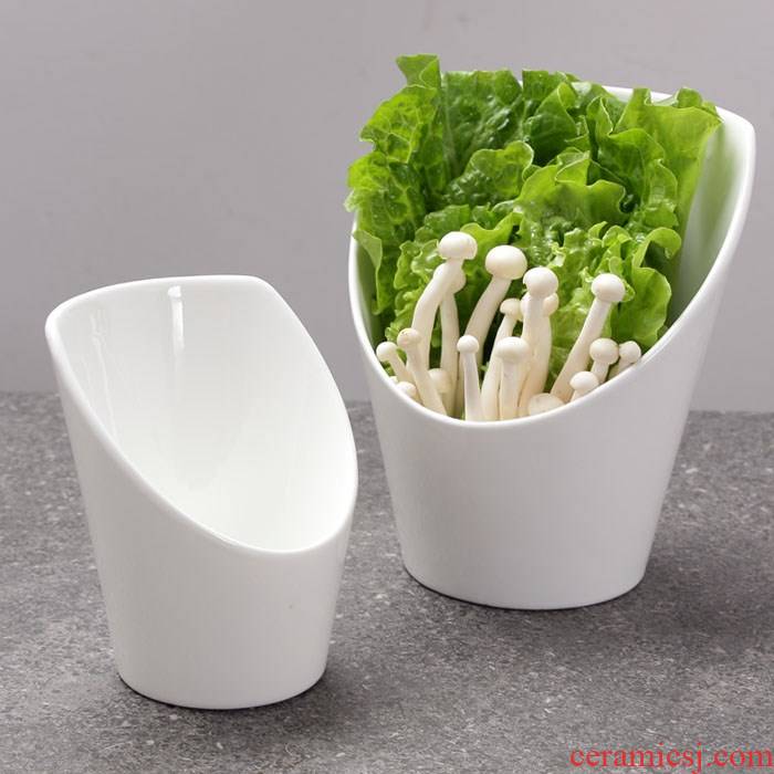 View the best bamboo tube bevel bowl bowl of hot pot restaurant vegetable lettuce barrels of household ceramics creative fruit bowl