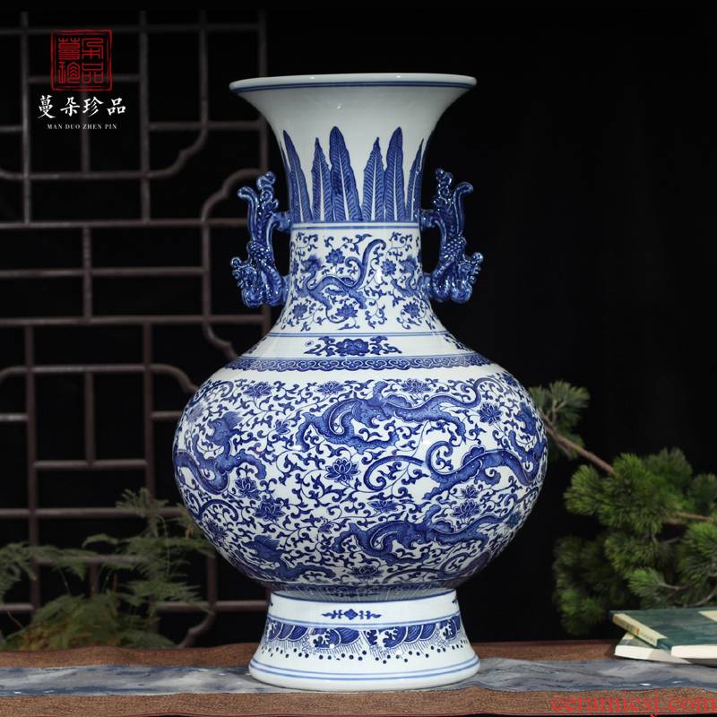 Modern technology display blue and white porcelain vase 50 to 60 ab grain ear vase elegant vase that occupy the home