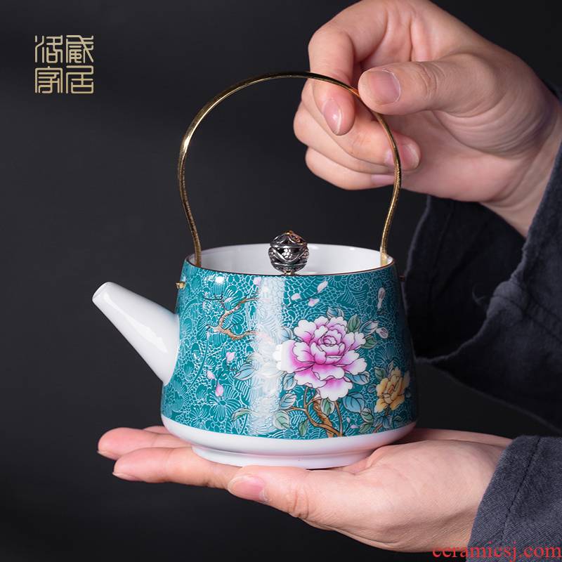 Grilled, flower ceramic teapot single pot home little teapot teacup ceramic small mini girder pot teapot