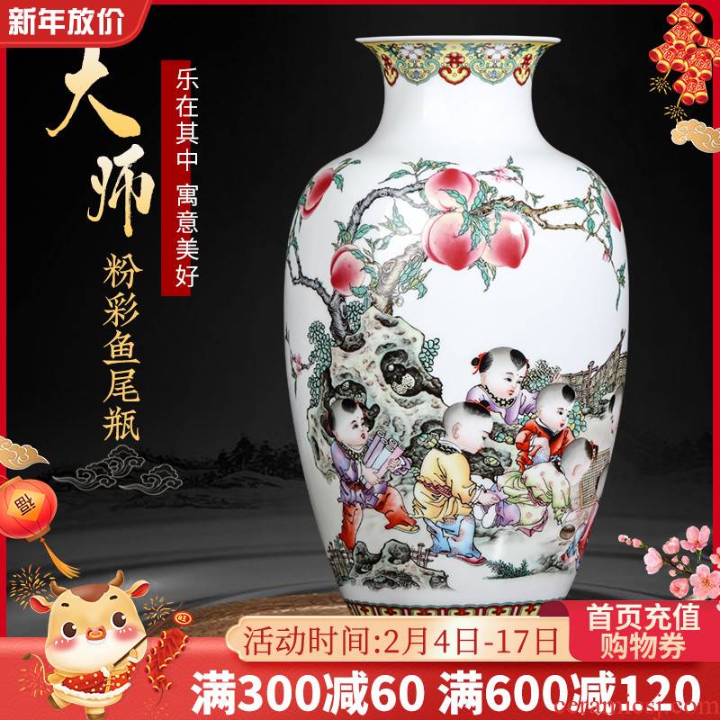 Jingdezhen ceramics powder enamel vase furnishing articles flower arranging new sitting room of TV ark, rich ancient frame of Chinese style household ornaments