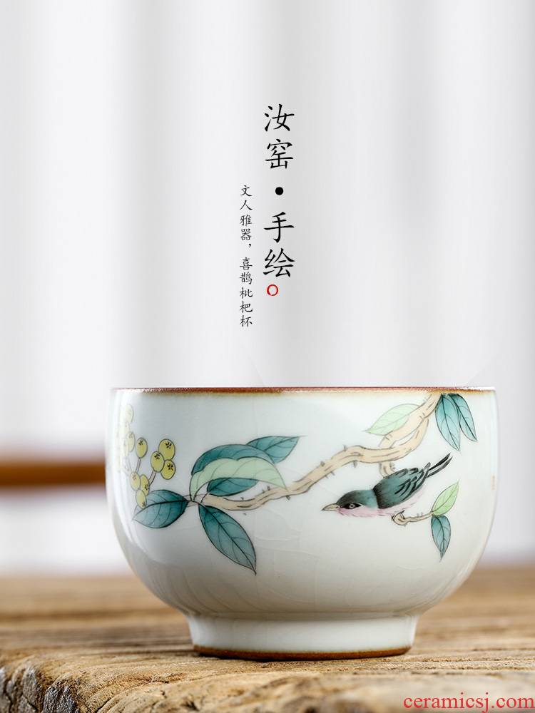 Jingdezhen hand - made master cup single cup your up kung fu tea sample tea cup single ceramic checking painting of flowers and tea set