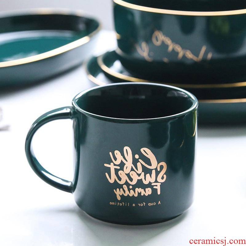 The kitchen green Jin Yingwen see colour edge hand - made ceramic mugs ins Nordic water cup gift custom logo