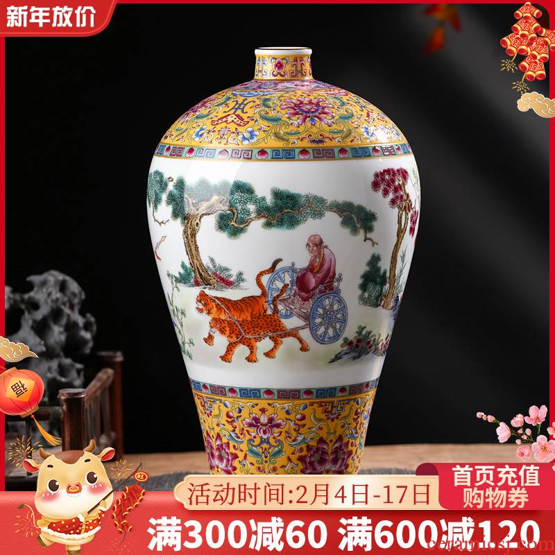 Archaize of jingdezhen ceramics powder enamel guiguzi down the vase of Chinese style household adornment handicraft furnishing articles sitting room
