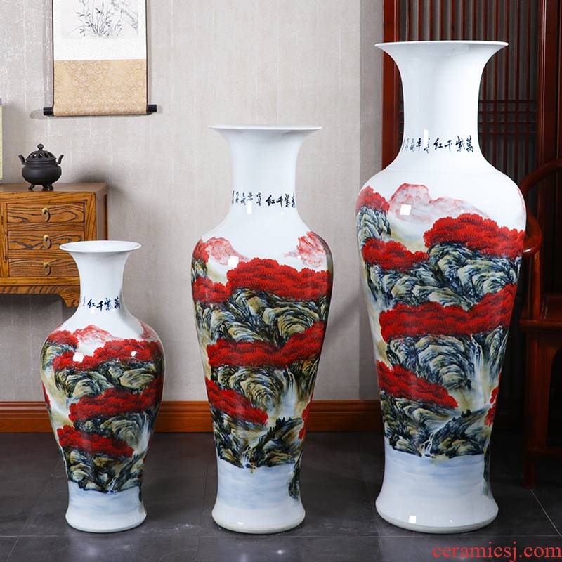 Jingdezhen ceramics hand - made heavy ground vase large - sized high hotel adornment of the sitting room of Chinese style household furnishing articles