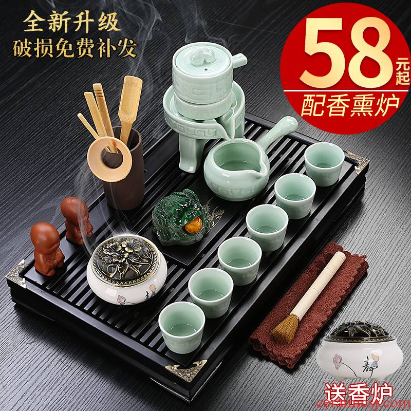 Hui shi ceramic kung fu tea set home sitting room of a complete set of tea cups office drawer small wood tea tray