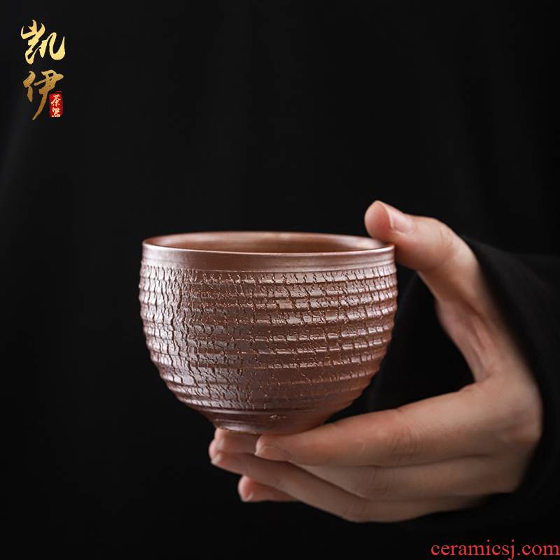 He Zhi - manually pull embryo firewood compensated boring cup coarse pottery cups personal single cups of tea cup, ceramic tea set the master