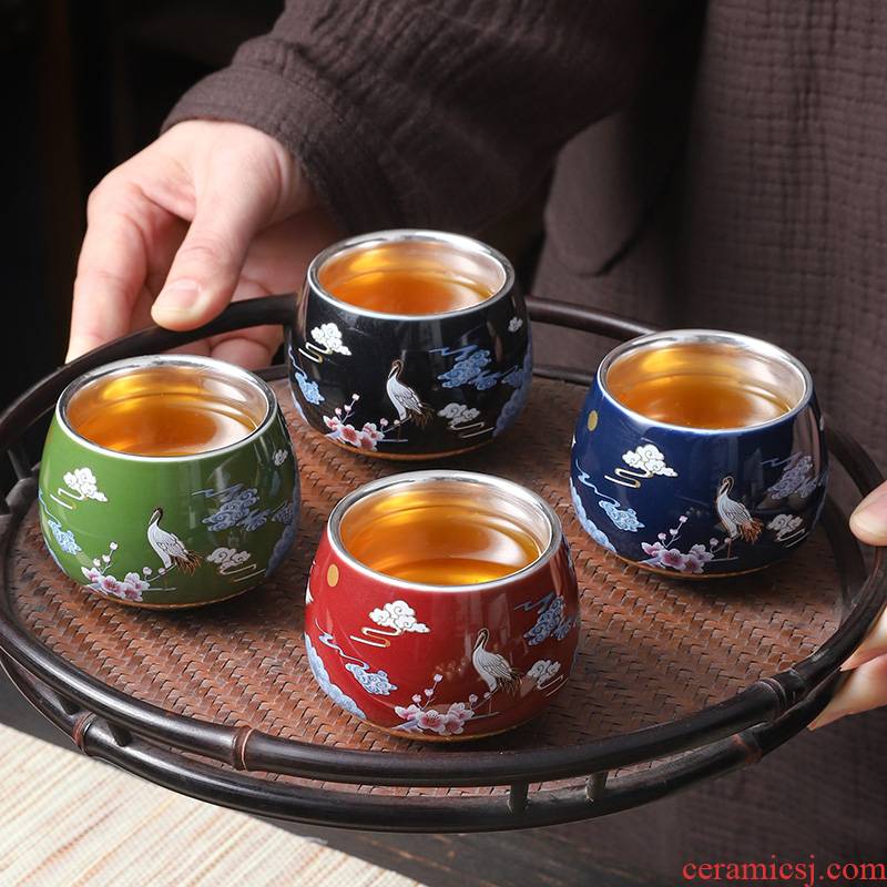 High - grade ceramic coppering. As silver cup noggin kung fu tea tea sets sample tea cup, master cup single cup "women for men