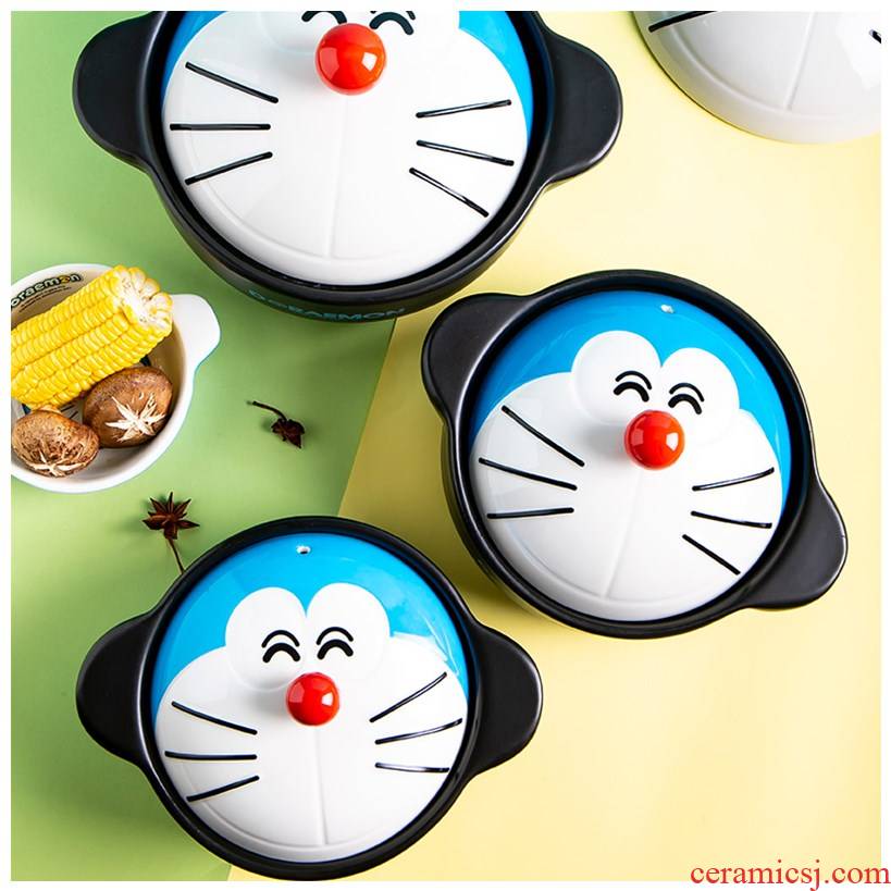 Doraemon ceramic casseroles, high - capacity fire high - temperature cooking porridge soup pot stew pot soup boil household kitchen'm burning gas