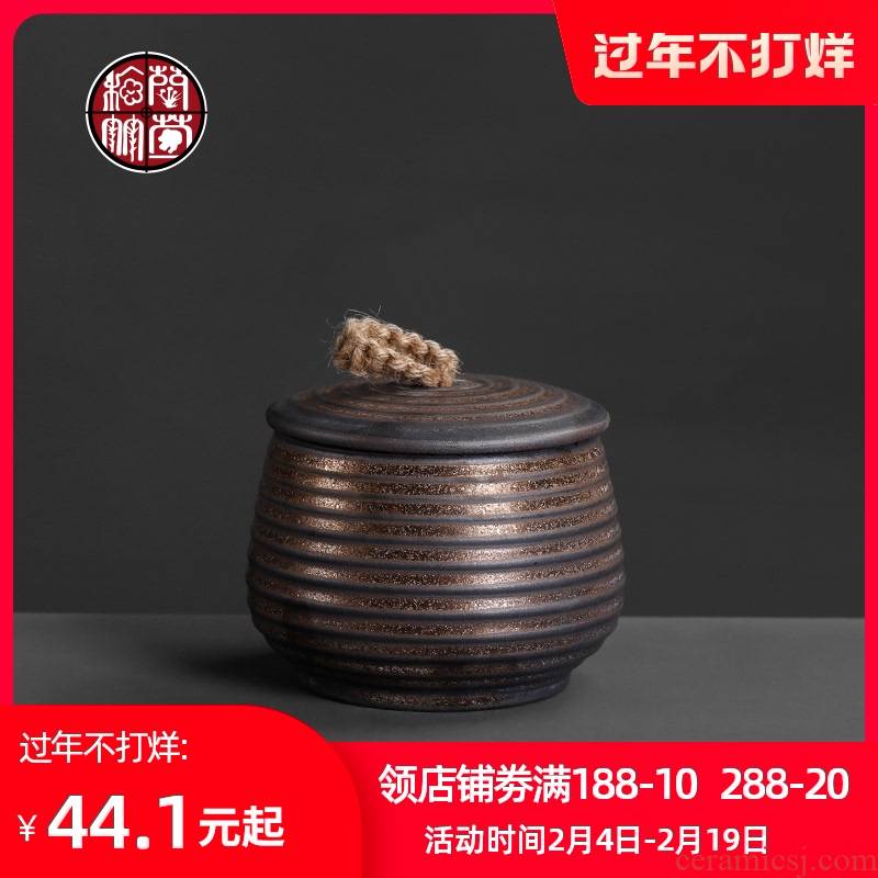 Coarse pottery caddy fixings number seal tank storage POTS ceramic retro household containers of tea storage tank