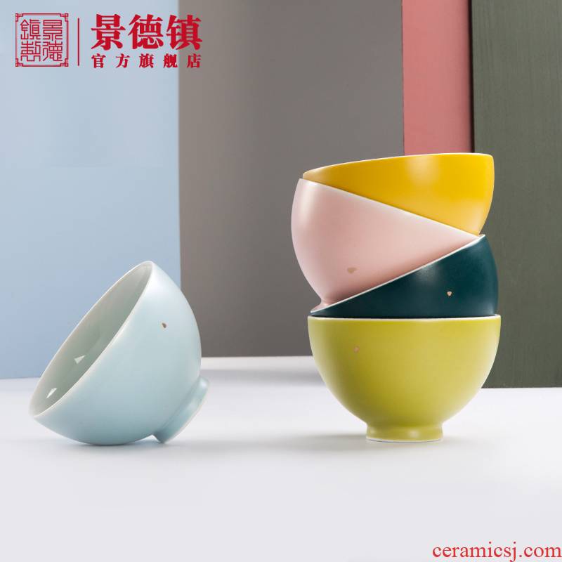 Jingdezhen flagship creative color glaze eat more bread and butter of household ceramic bowl individual dishes