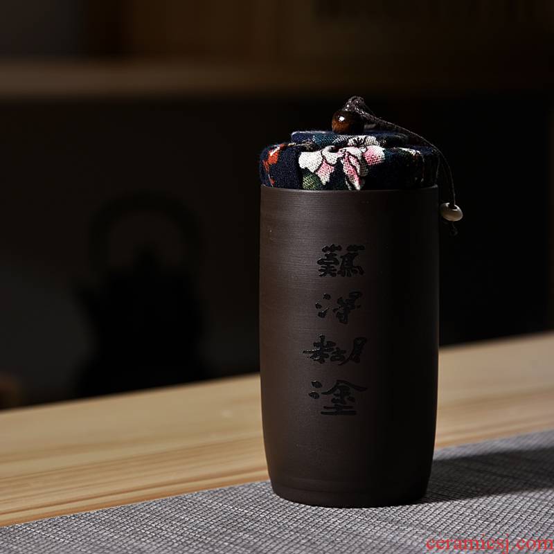 Hui shi violet arenaceous caddy fixings ceramic POTS trumpet pu 'er travel tea caddy fixings portable mini storage sealed as cans
