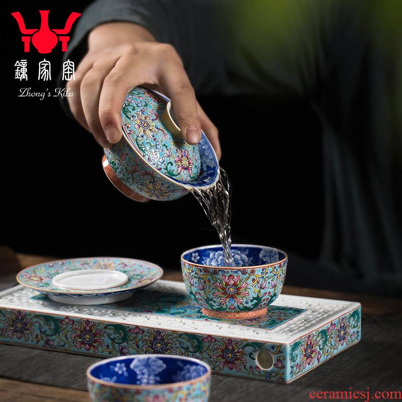 Clock home up with jingdezhen ceramic tureen bowl with a single hand colored enamel large with cover to cup tea bowl