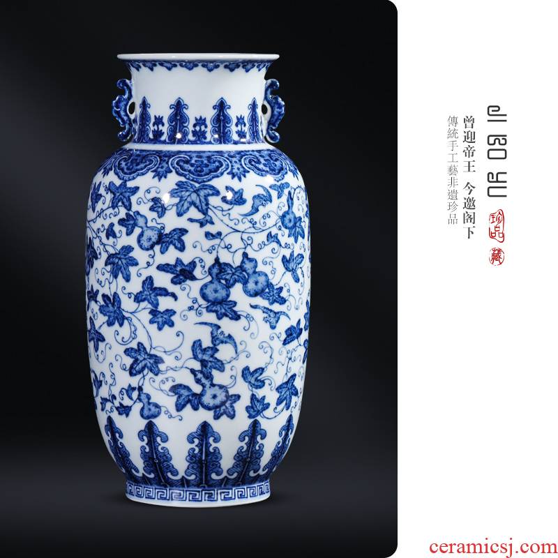Imitation the qing hand - made maintain blue - and - white ferro, vase jingdezhen ceramic Chinese style living room TV cabinet porch is decorated furnishing articles