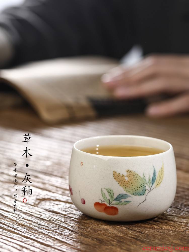 Jingdezhen plant ash glaze masters cup kung fu tea set pure manual sample tea cup single CPU hand - made ceramic cups only