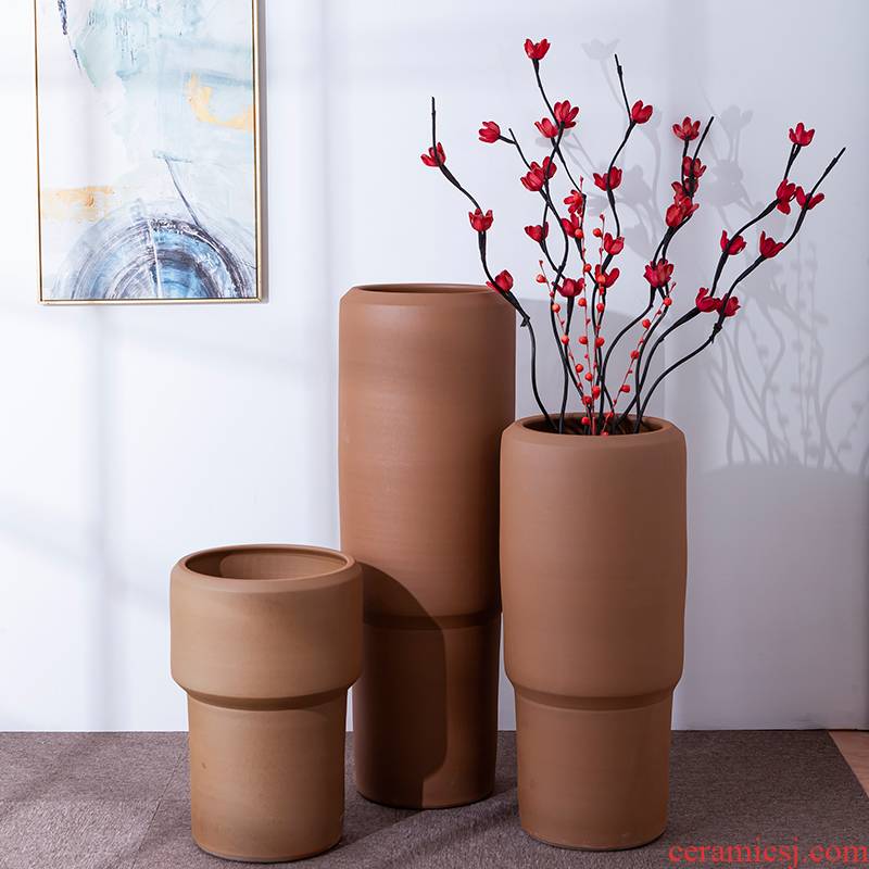 Boreal Europe style floor vase furnishing articles ceramic I and contracted large caliber dry flower vase flowerpot Chinese simulation