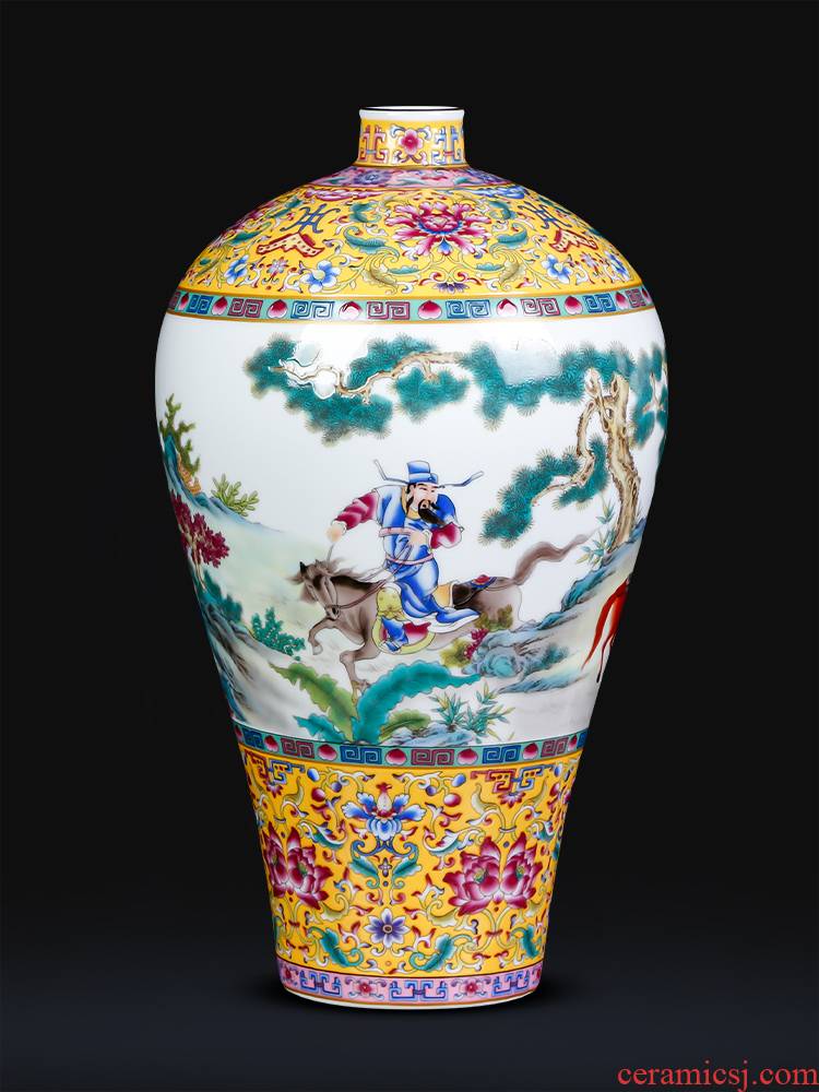 Jingdezhen ceramics under the colored enamel vase Xiao Heyue chase Han Xinmei bottles of Chinese style household act the role ofing is tasted furnishing articles in the living room
