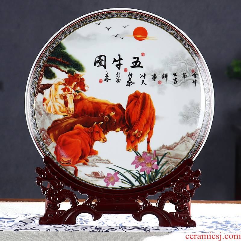 Chinese zodiac year of the ox sat dish ceramics home furnishing articles rich ancient frame wine sitting room adornment office plates