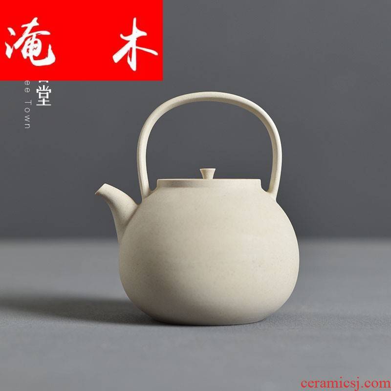 Submerged wood to heat the old rock sand clay pot of boiled coarse pottery teapot girder Diao jade book simmer alcohol tea stove'm white pottery kettle