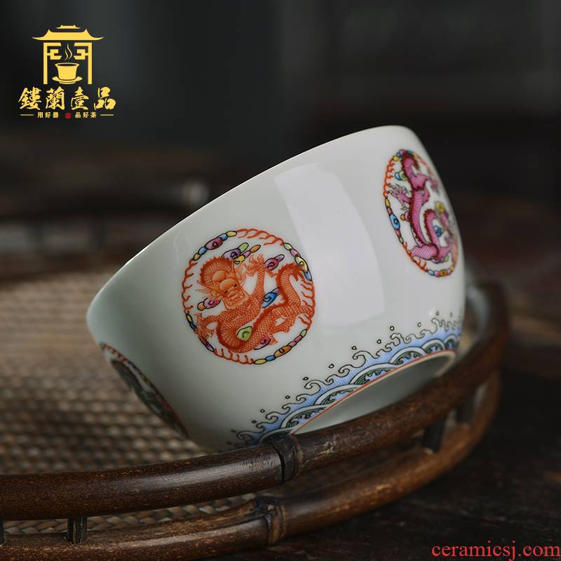 Jingdezhen ceramic all hand pastel group dragon master cup of tea large single CPU kung fu tea cups solo