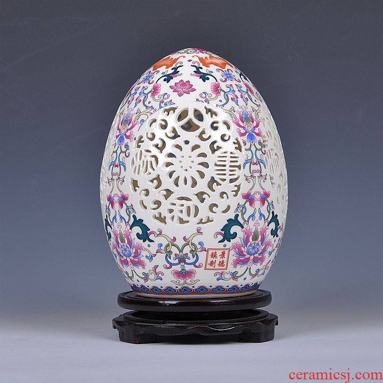 Jingdezhen ceramics hollow - out furnishing articles modern household adornment ivory porcelain enamel porcelain arts and crafts