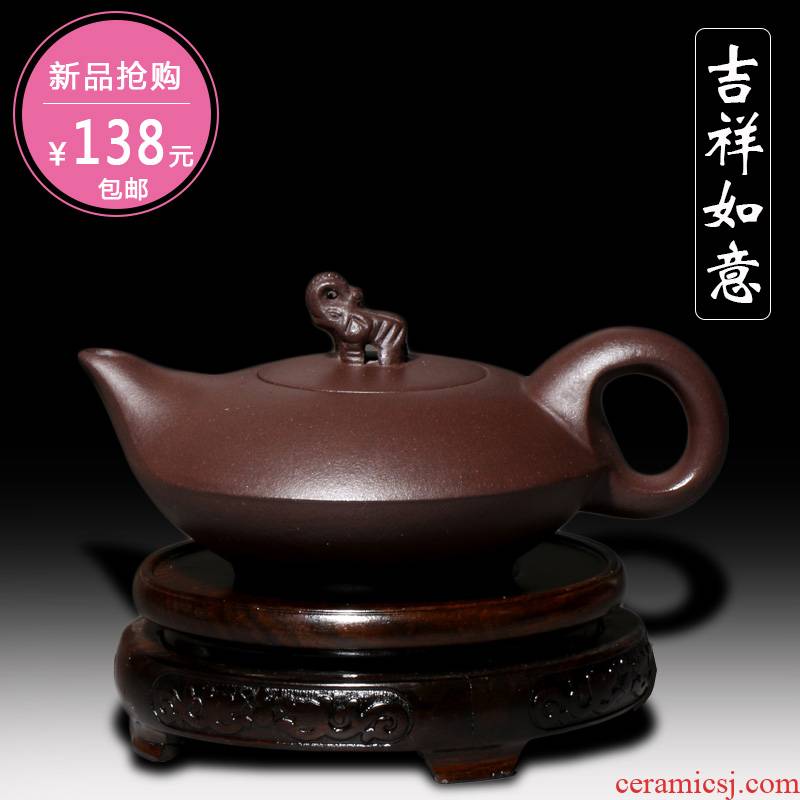 Yixing it pure luck all hand famous ore old purple clay teapot tea set (with certificate)