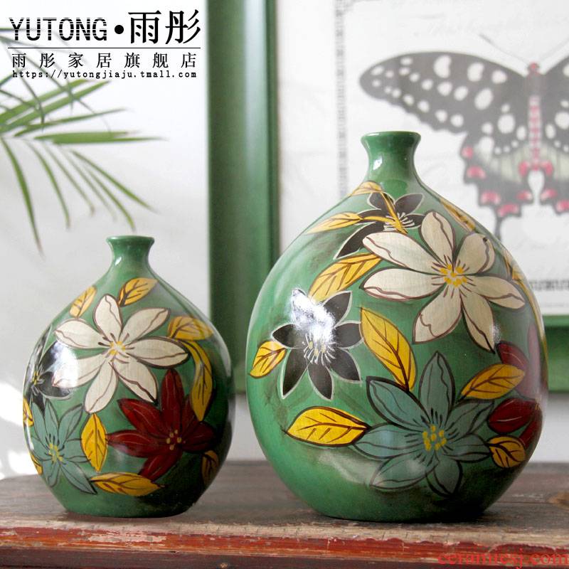 New Chinese style classical modern hand - made ceramic furnishing articles green vase rich ancient frame porch ark, European - style decoration