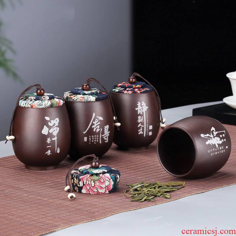 Hui shi violet arenaceous caddy fixings ceramic pot seal pot small POTS storage tanks portable tea box of mini gift customization