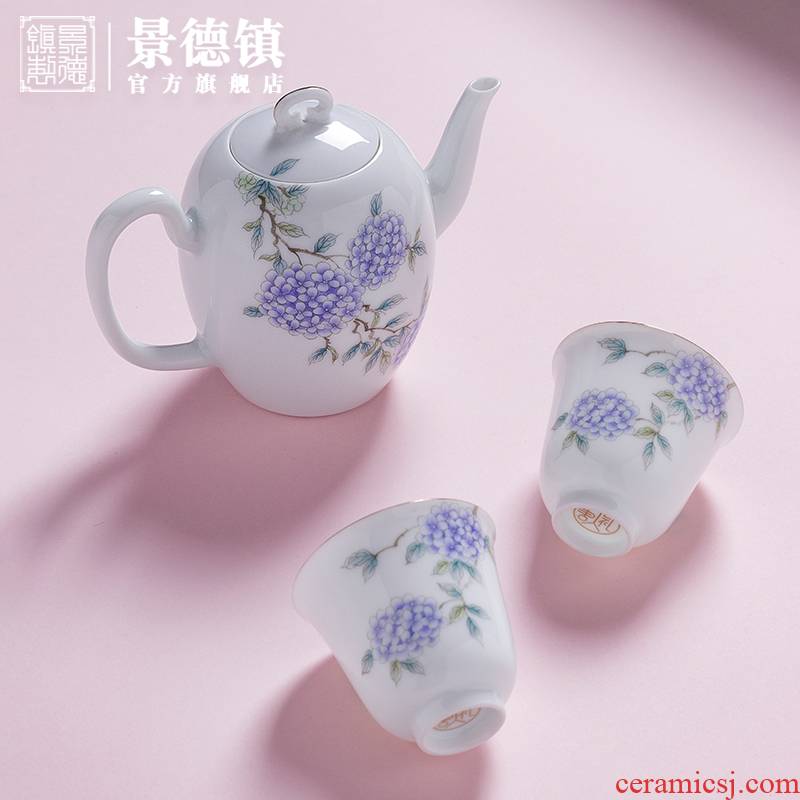 Jingdezhen flagship store tea suit creative hand - made paint ceramic teapot tea cup tea gifts