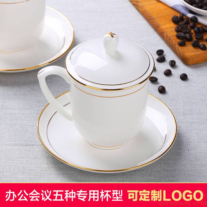 Jingdezhen ceramic cups office cup home with cover ipads porcelain cup tea cups can be customized logo in the meeting room