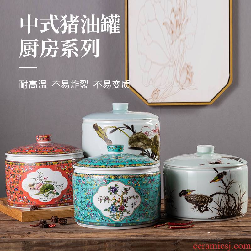 Ceramic household with cover as the sugar high temperature resistant seasoning sauce pot pot hot pepper, cooking pot from lard oil can