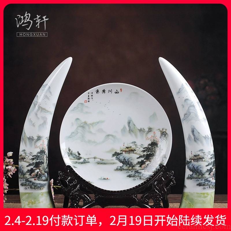 Three - piece vase of jingdezhen ceramics handicraft furnishing articles of Chinese style household living room TV cabinet porch decoration