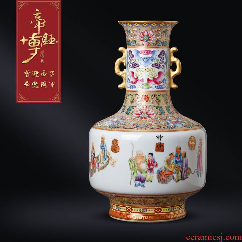 Jingdezhen ceramics imitation the qing qianlong enamel vase characters study Chinese style porch teahouse antique decorative furnishing articles