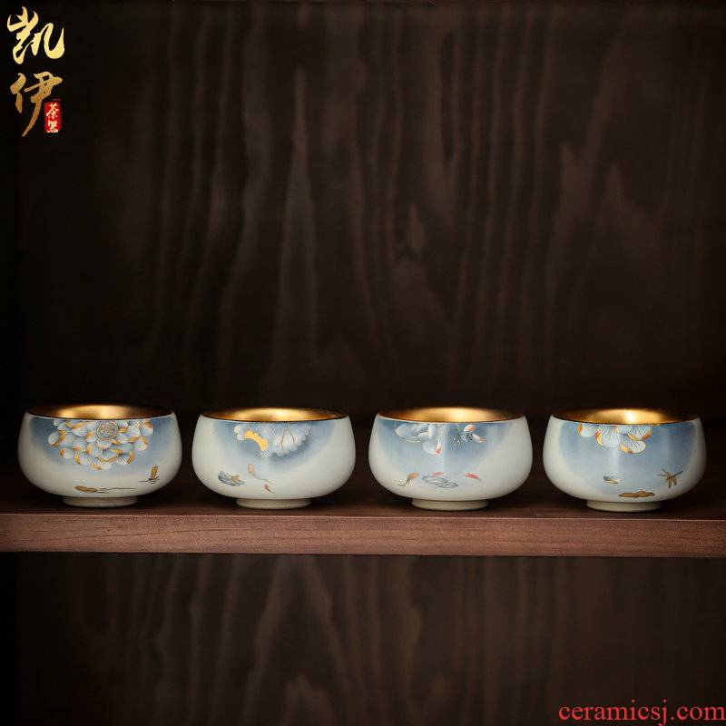 One auspicious lotus open your up can raise jinzhan cup kunfu tea master cup tea sample tea cup of jingdezhen ceramic cup