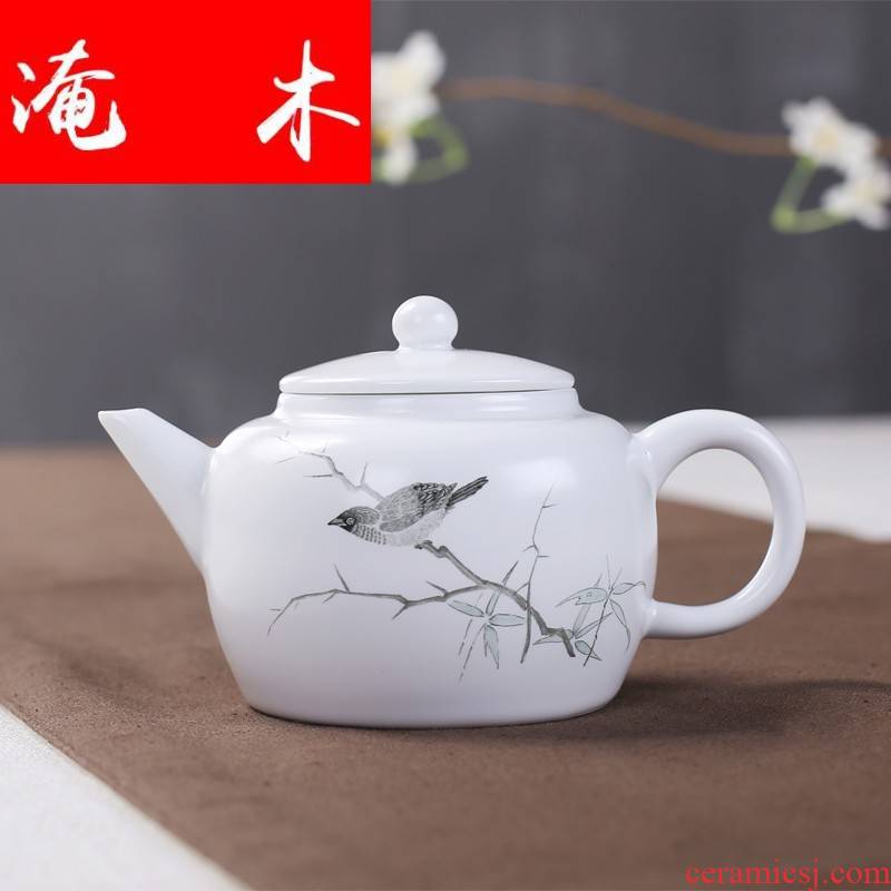 Submerged wood up with jingdezhen ceramic decal color ink fat white teapot kung fu tea set the teapot item tea kettle