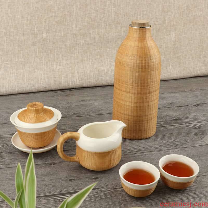 Intangible porcelain body bamboo has by hand only three tureen tea cups with bamboo states porcelain dehua white porcelain tea bowl of tea gift boxes