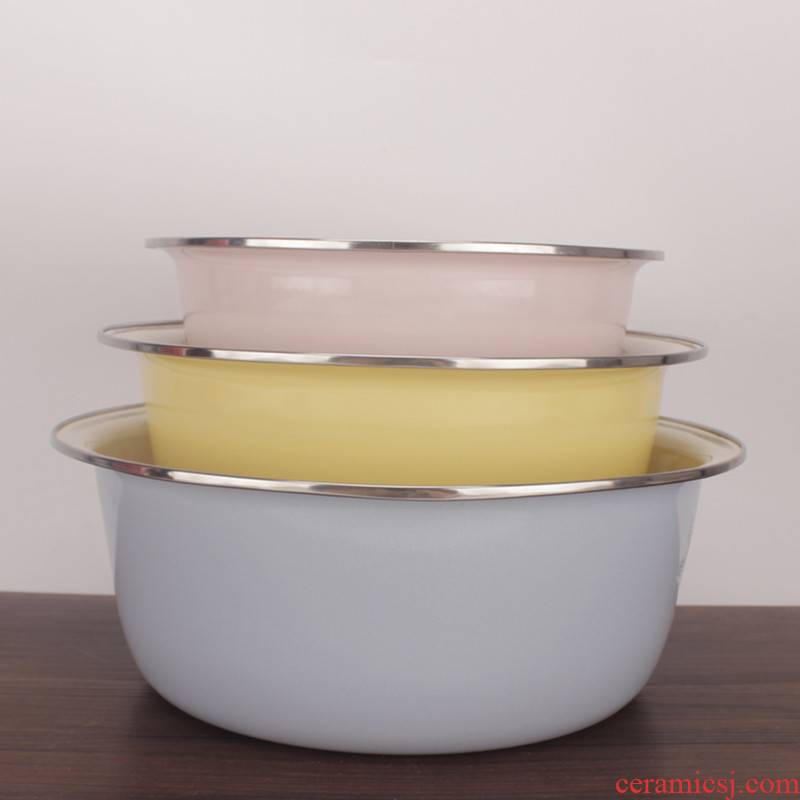 Thickening enamel bowls of household kitchen soup bowl mercifully rainbow such as bowl bowl enamel basin and basin filling lard bathtub cubicle