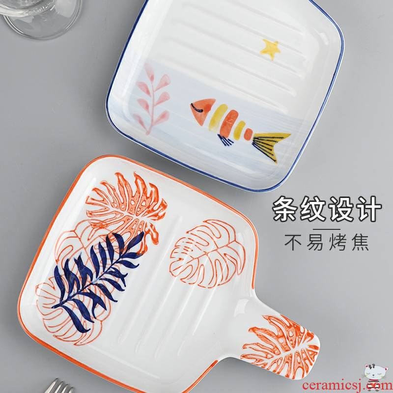 As pan two northern Japanese good - & household ceramics steak dishes ins western - style food tableware oven dish plate