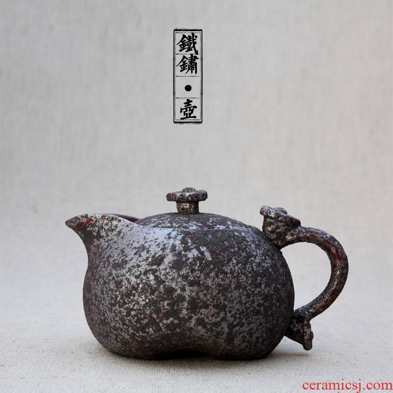 Antique rust glaze ceramic teapot tea machine manual teapot wishful pot of restoring ancient ways kung fu tea set coarse pottery pot type