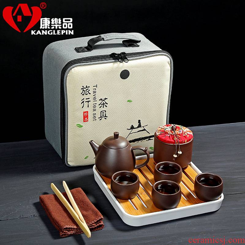 Recreational product yixing it travel four cups of tea portable package suits for kung fu tea set ceramic cups to crack
