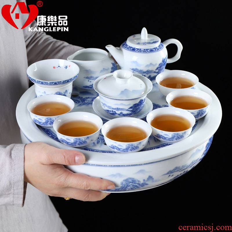 Recreation article 13 inches of a complete set of tea tray ceramic household suit kung fu tea pot saucer double circular Chinese style
