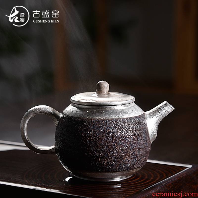 Ancient ice sheng up with jingdezhen ceramic checking pipes of black pottery teapot coppering. As silver restoring Ancient ways is kung fu tea teapot