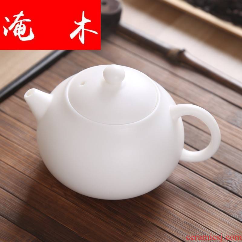 Submerged wood matte enrolled white porcelain teapot filtering household ceramic teapot Japanese kung fu tea set single pot small xi shi pot