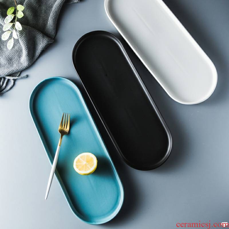 Silvio creative ceramic tray was long irregular oval plate plate household utensils flat dish dish dish dish