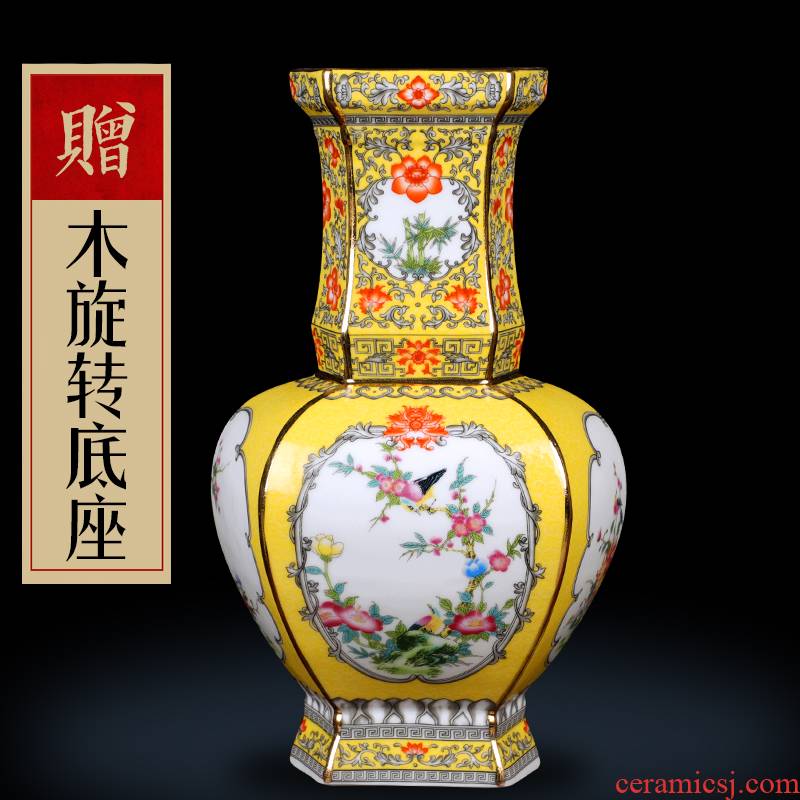 The Colored enamel vase jingdezhen Chinese style living room TV cabinet rich ancient frame antique porcelain decoration ceramics small place