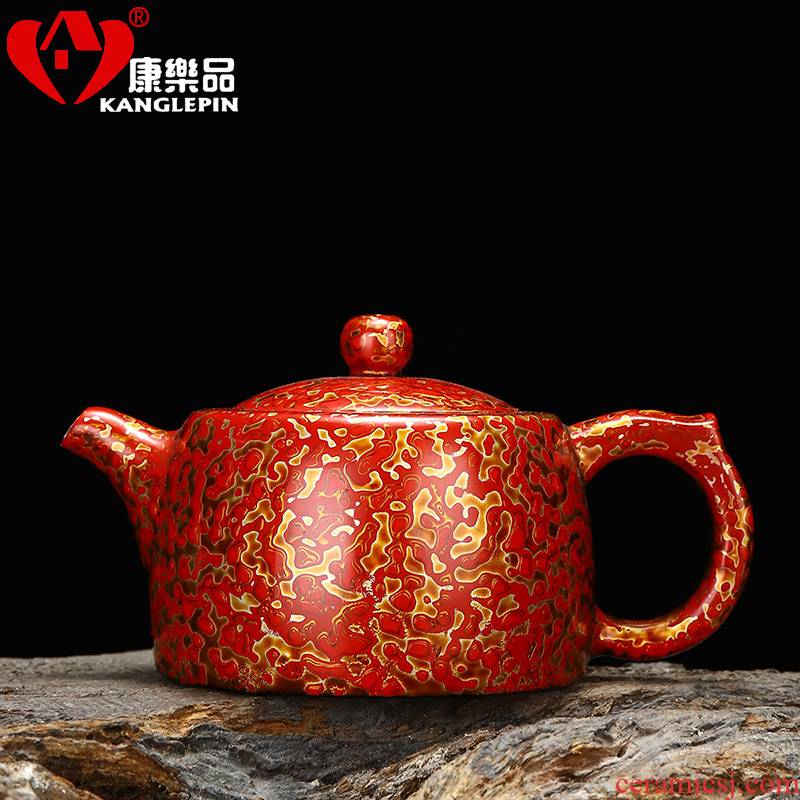 Recreation is tasted Chinese lacquer 14.5 cm high, 7.3 cm wide white porcelain teapot lacquer pot of tea set well the column capacity of 200 ml