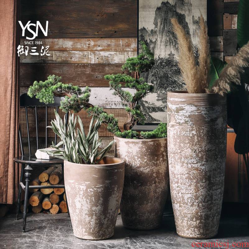 Northern Europe to restore ancient ways do old large caliber flowerpot vase of indoor the plants dried flowers furnishing articles ceramic green plant water jugs