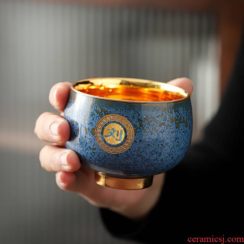 Temmoku up gold lamp that kung fu tea cup sample tea cup tea cup gold glass ceramic masters cup private ordering